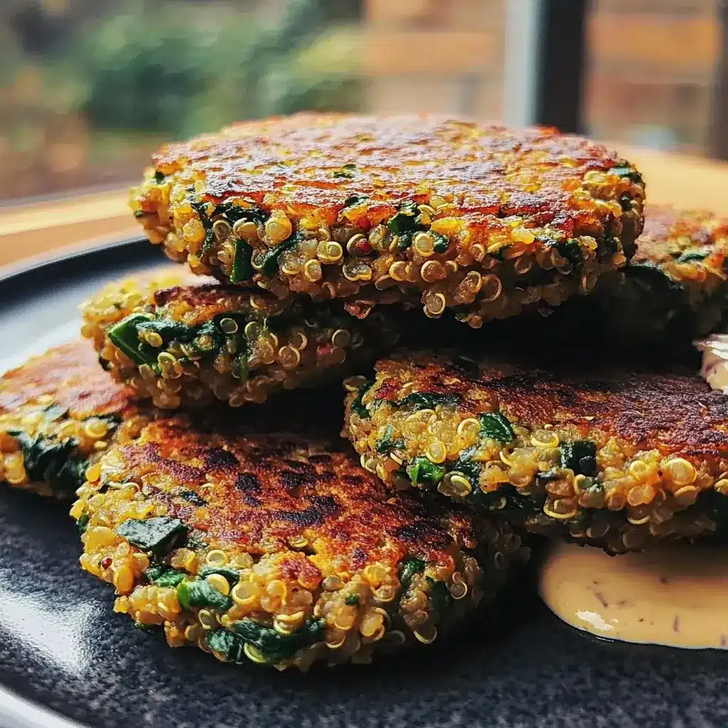 Galettes de Quinoa et Épinards au Curry, Sauce à la Noix de Cajou 