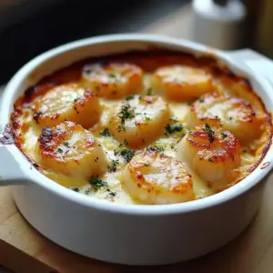Gratin de Noix de Saint-Jacques et Crevettes
