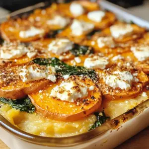 Gratin de patates douces, épinards et feta