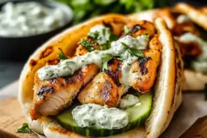 Gyros de Poulet Grec avec Tzatziki au Concombre