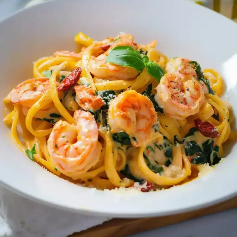 Pâtes Linguine À La Toscane Aux Crevettes