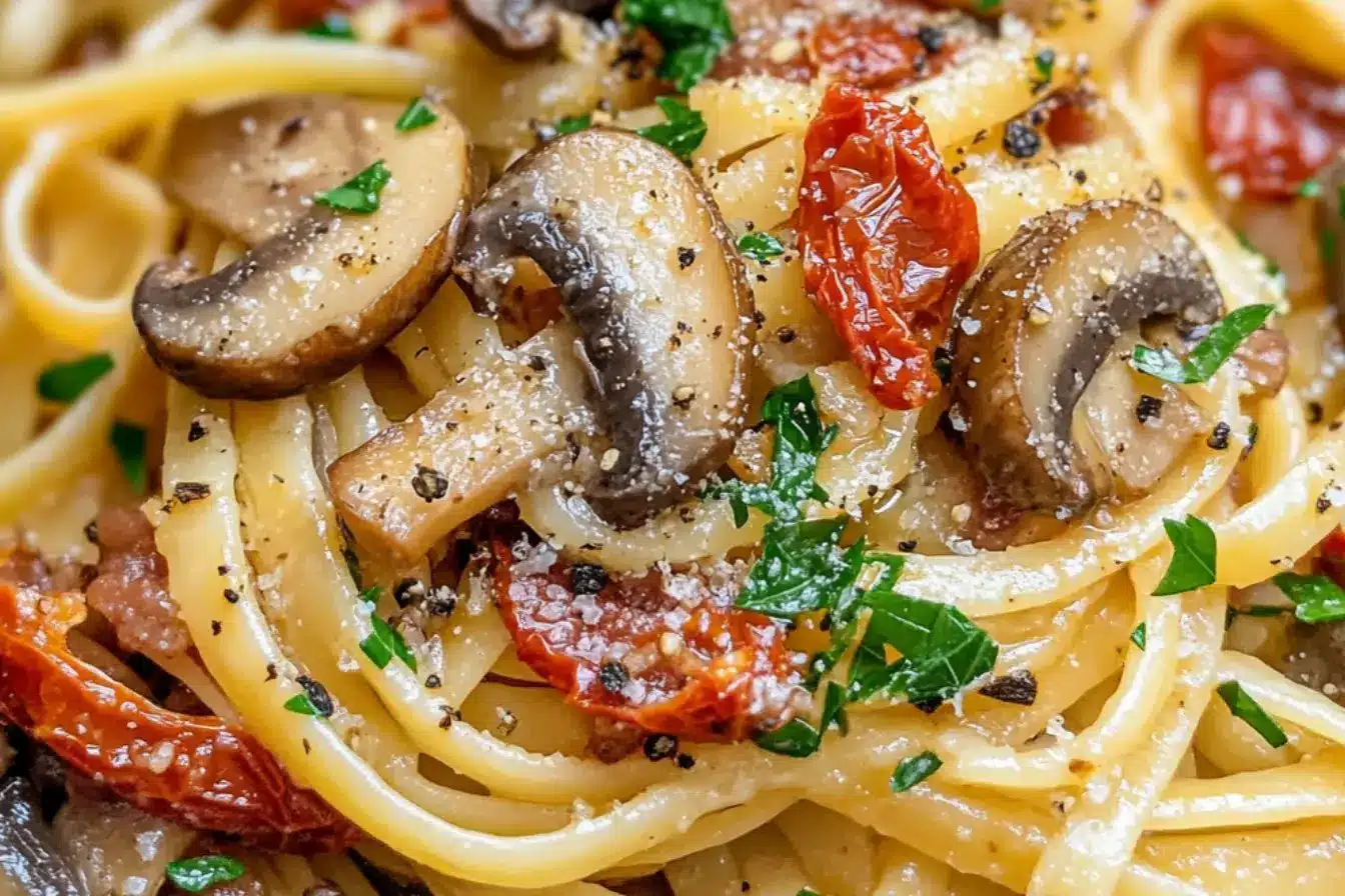 linguinesfraischampignonstomatessecheespancetta