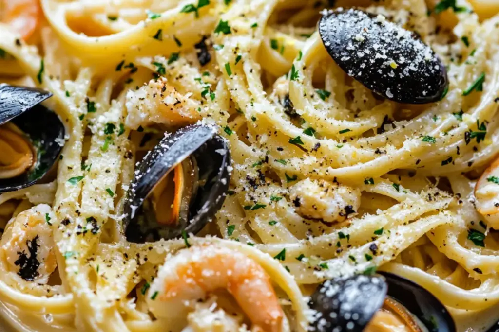 Linguines aux fruits de mer sauce crémeuse au citron