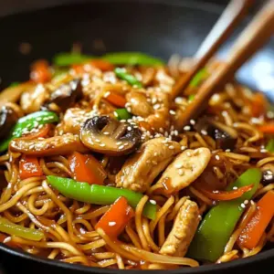 Nouilles Sautées Asiatiques Rapides au Poulet