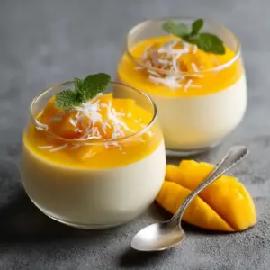 Panna Cotta au Lait de Coco et Coulis de Mangue