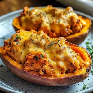 Patate Douce Farcie au Poulet et Cheddar