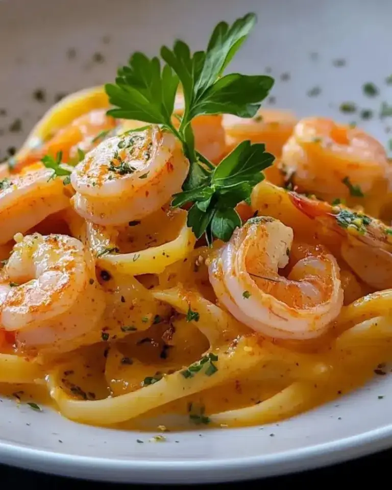 Pâtes aux Crevettes en Sauce Crémeuse à l’Ail, Paprika Fumé et Citron