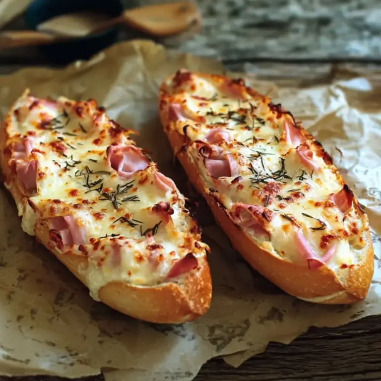Recette de Baguette Gratinée à la Crème, au Fromage et au Jambon