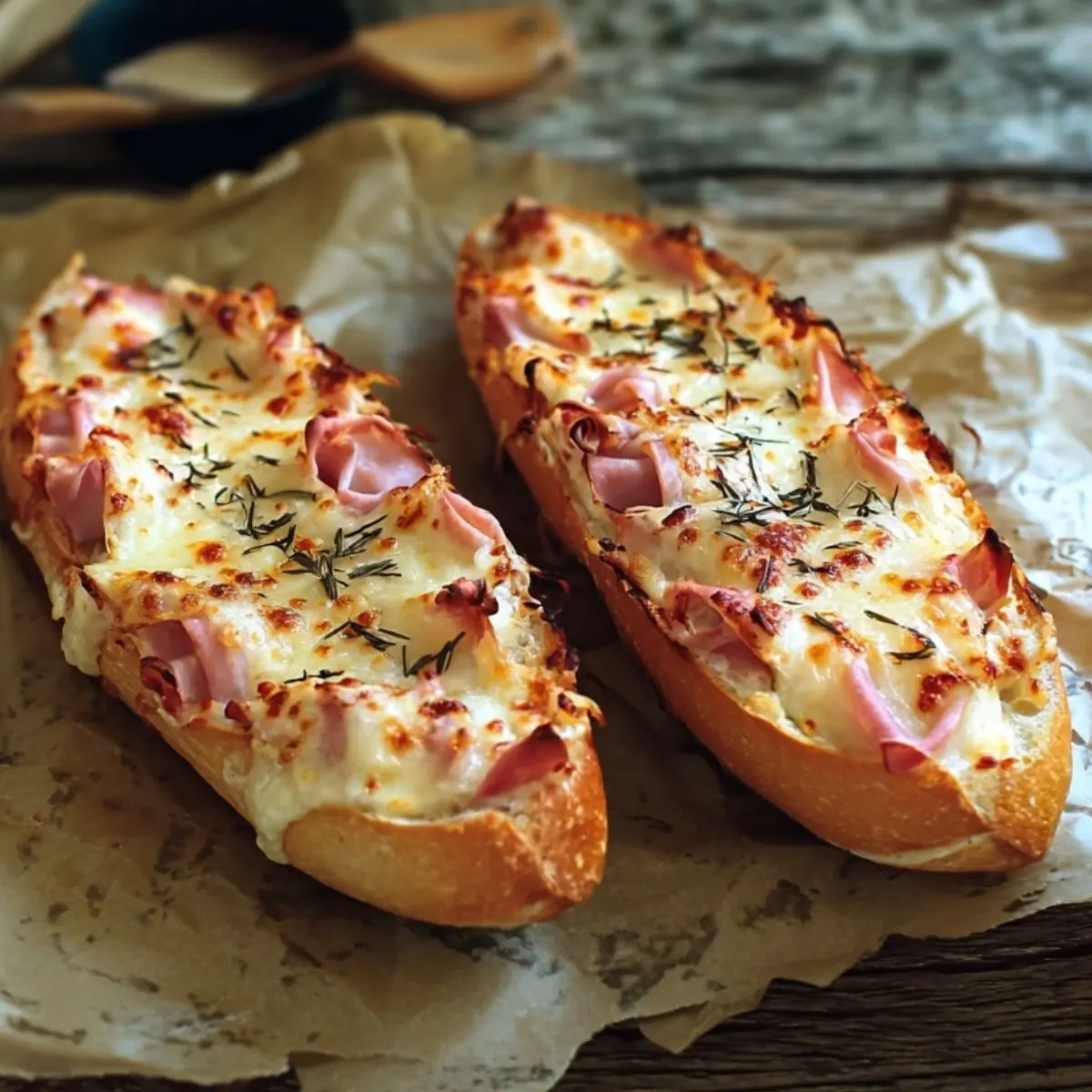 Recette de Baguette Gratinée à la Crème, au Fromage et au Jambon 2 recette baguette gratinée