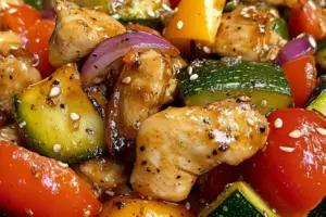 Brochettes de Poulet Mariné et Légumes Grillés
