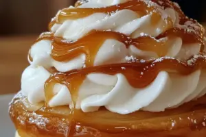 Choux à la crème diplomate avec sauce caramel