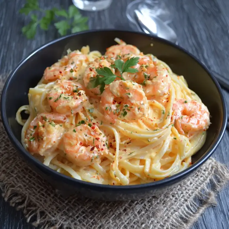 Pâtes aux crevettes en sauce crémeuse à l’ail, paprika fumé et citron – Quick Recette