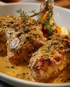 Lapin rôti à la moutarde et au thym