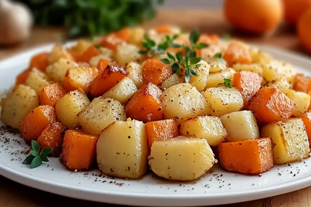 Oignons, Carottes et Pommes de Terre Rôtis au Four 2 recette légumes carottes pommes de terre oignons