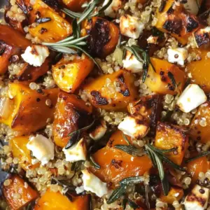 Potimarron rôti, feta, thym et quinoa