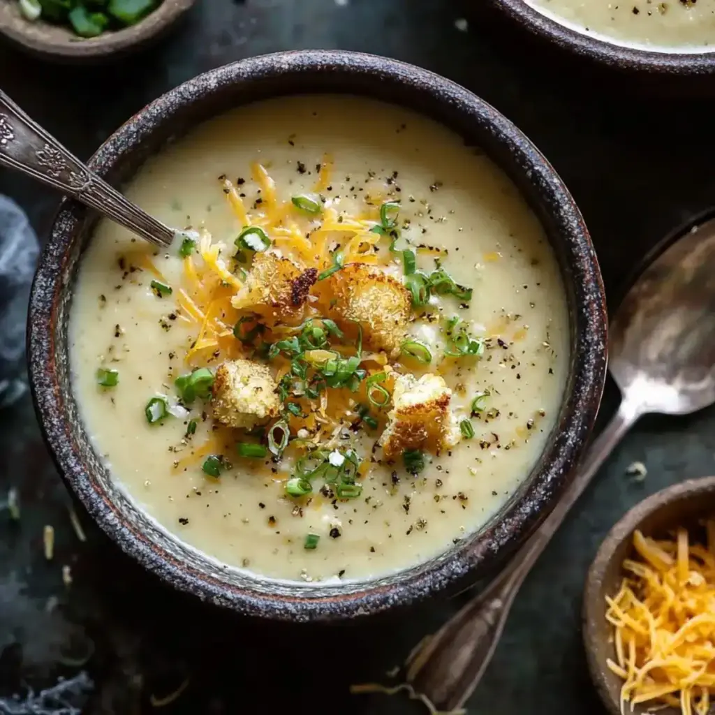Soupe de Chou-Fleur Rôti au Cheddar et à l’Ail