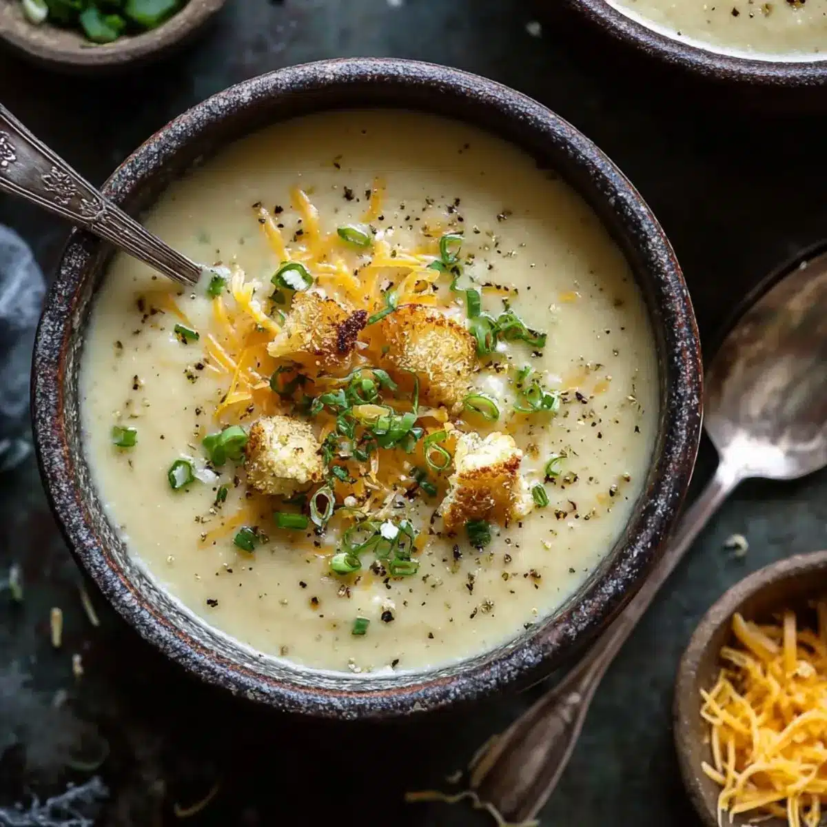 Soupe de Chou-Fleur Rôti au Cheddar et à l’Ail 2 recette soupe chou-fleur rôti cheddar ail
