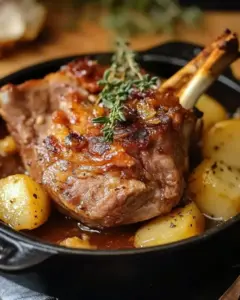 Souris d’Agneau Fondante au Miel, Thym et Romarin
