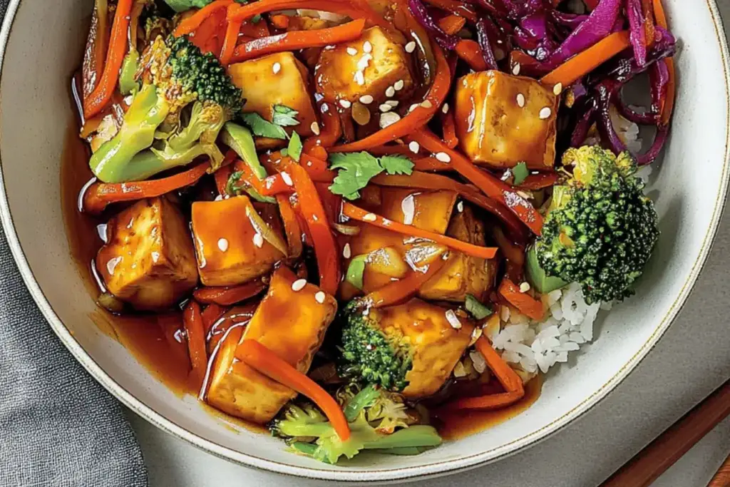 Tofu à l’érable et sauté de légumes