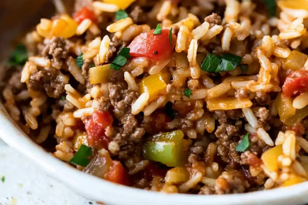 Boeuf haché et riz
