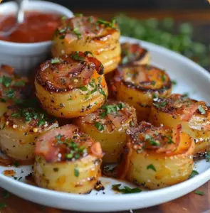 Roulés de pommes de terre enveloppés de bacon