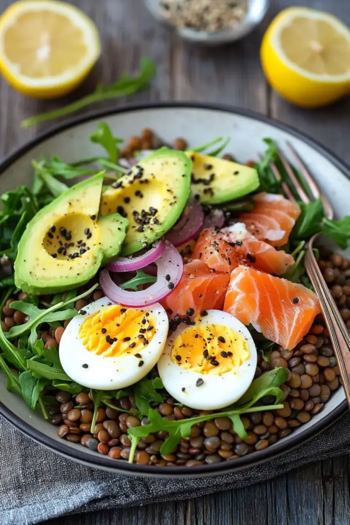 Salade De Lentilles Au Saumon Fumé Et Oeuf
