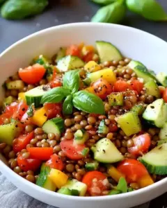 Salade de lentilles aux légumes facile, saine et savoureuse