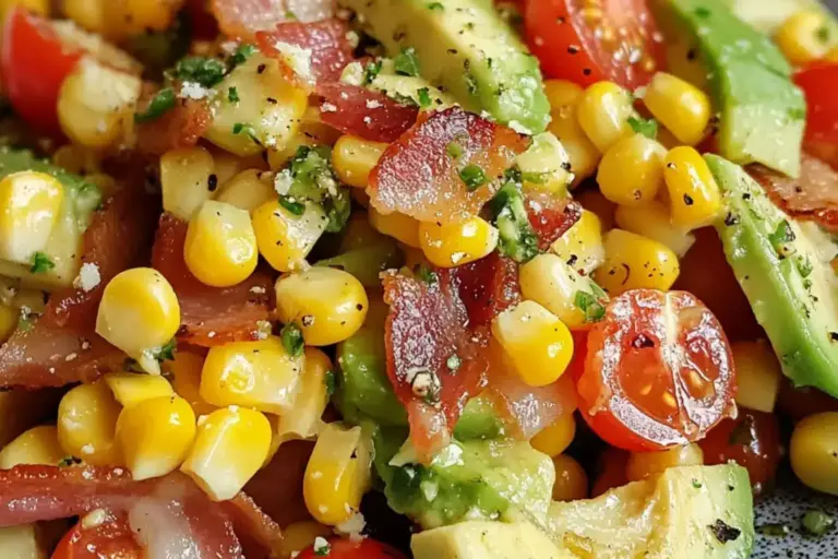 Salade de maïs à l’avocat et bacon