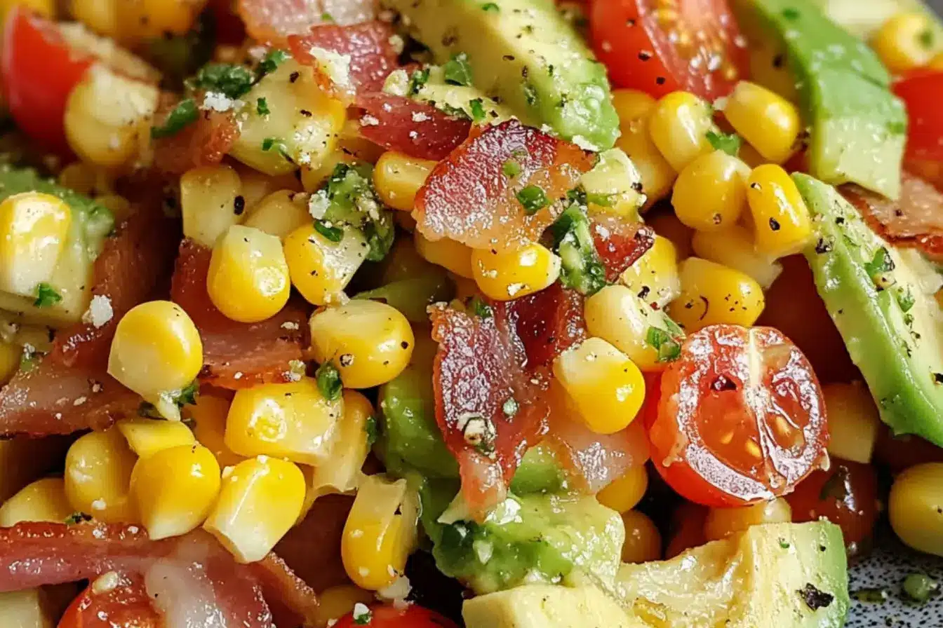 Salade de maïs à l’avocat et bacon 2 salade de maïs avocat bacon