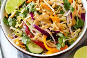 Salade de Nouilles Thaïlandaise Rafraîchissante à la Sauce aux Cacahuètes