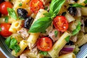 Salade de pâtes méditerranéenne au thon