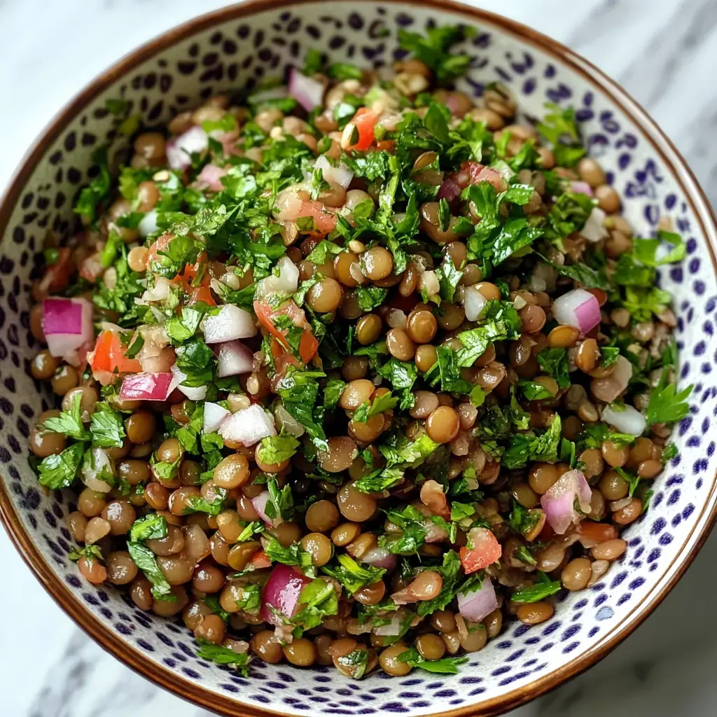 Salade froide de lentilles et herbes fraîches