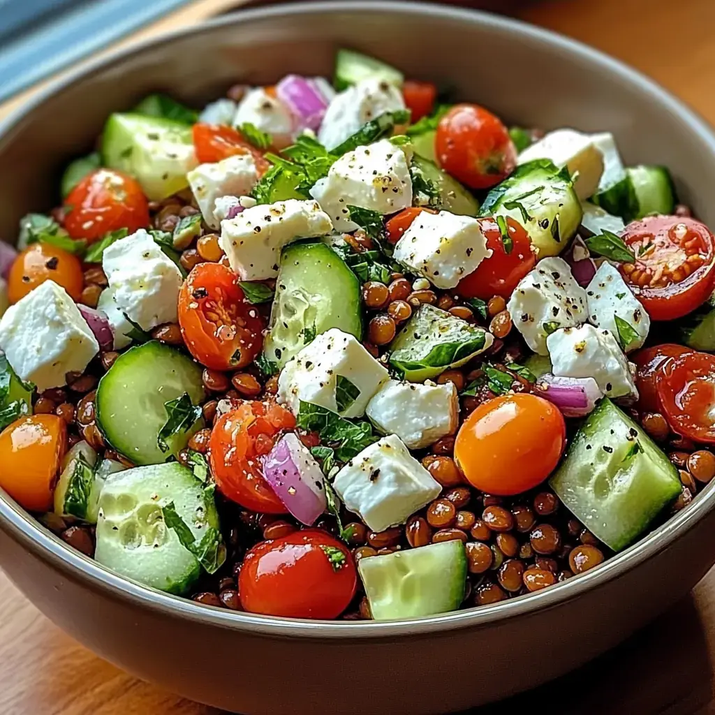 Salade de Lentilles, Concombre et Feta 2 salade lentilles concombre feta