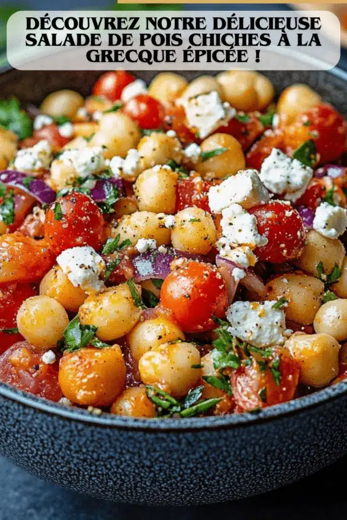Découvrez notre Délicieuse Salade de Pois Chiches à la Grecque Épicée !