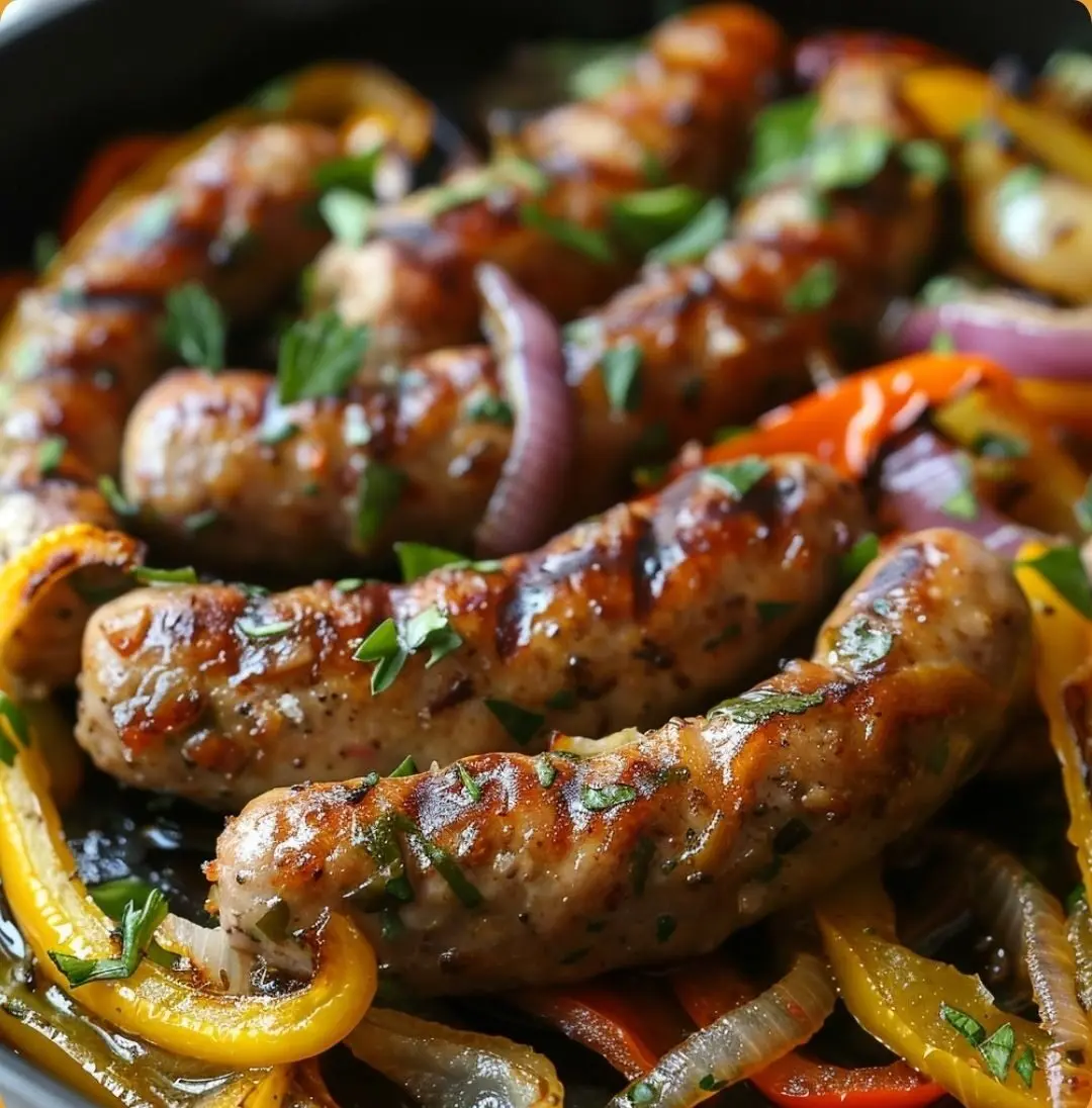 Saucisses Italiennes aux Poivrons et Oignons 2 saucisses italiennes poivrons oignons