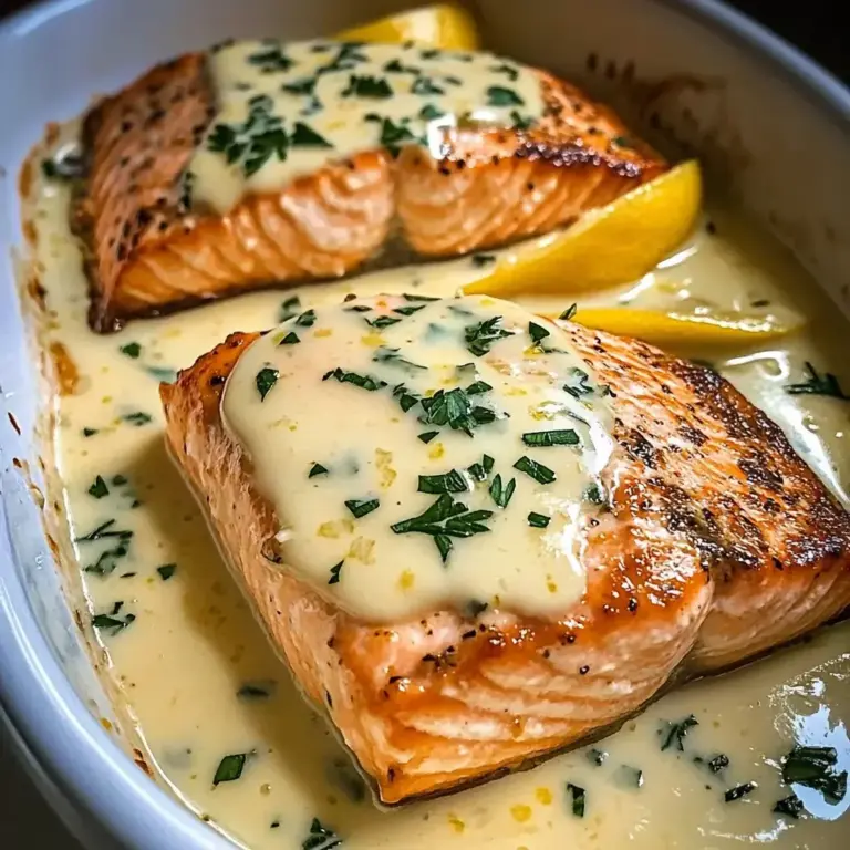 Saumon au four avec sauce crémeuse au beurre et citron