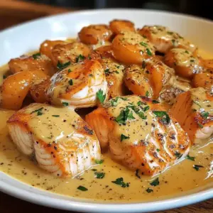 Saumon et Crevettes avec Sauce à la Crème Cajun