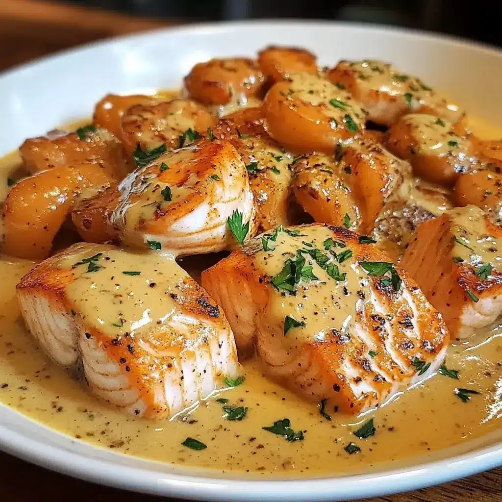 Saumon et Crevettes avec Sauce à la Crème Cajun