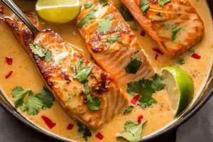 Saumon Poché à la Sauce Coco Citron Vert