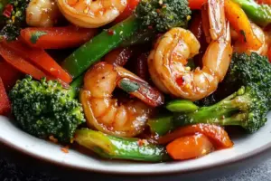 Sauté de Crevettes Épicées et Légumes Croquants