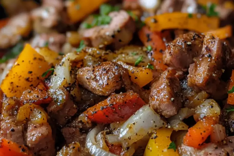 Sauté de porc aux oignons et poivrons