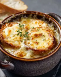 Soupe à l’oignon gratinée traditionnelle
