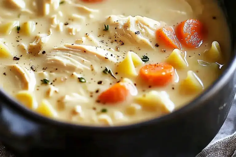 Soupe crémeuse de poulet et nouilles