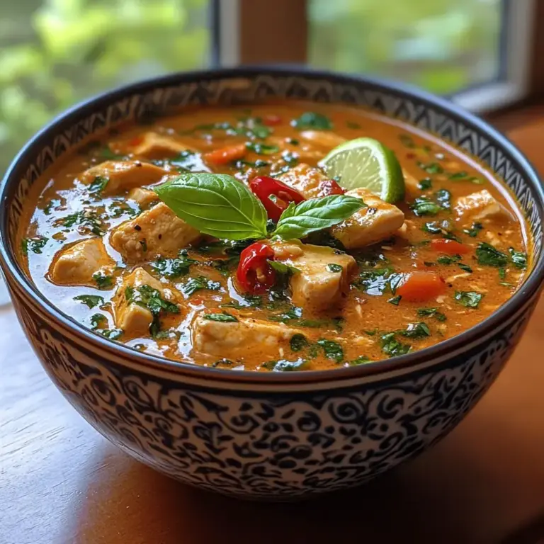 Soupe Thaï au Poulet, Basilic et Citron Vert