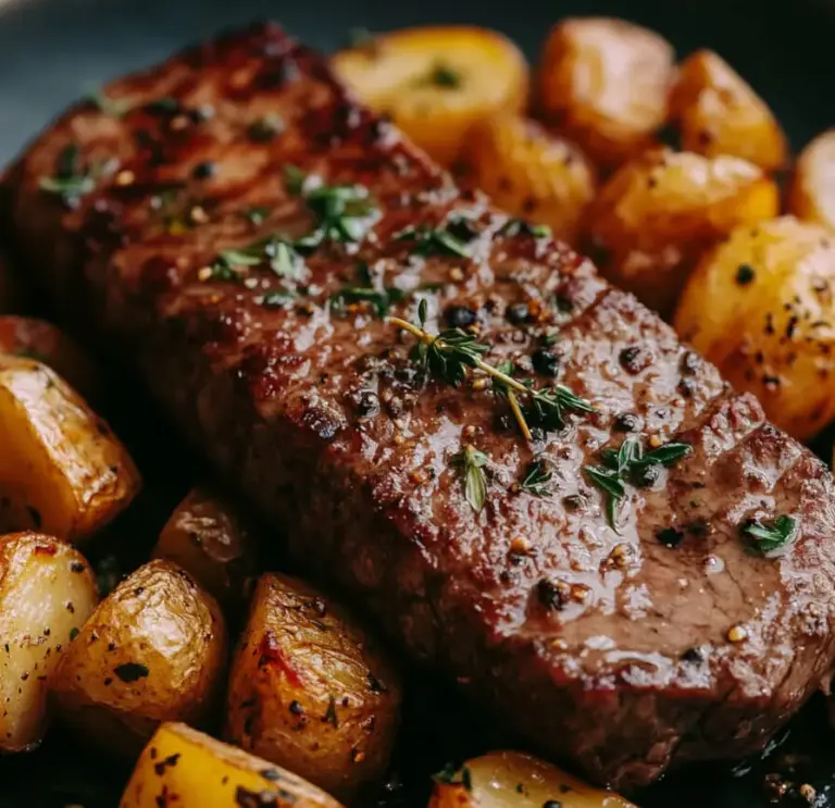 Poêlée de Steak et Pommes de Terre au Beurre à l’Ail