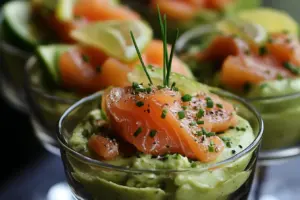 Verrines au Mascarpone, Avocat et Saumon au Citron Vert