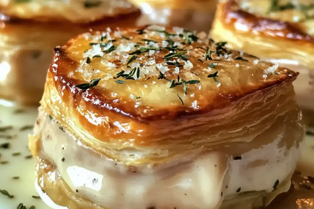 Vol-au-vent à la dinde, sauce au vin blanc et parmesan